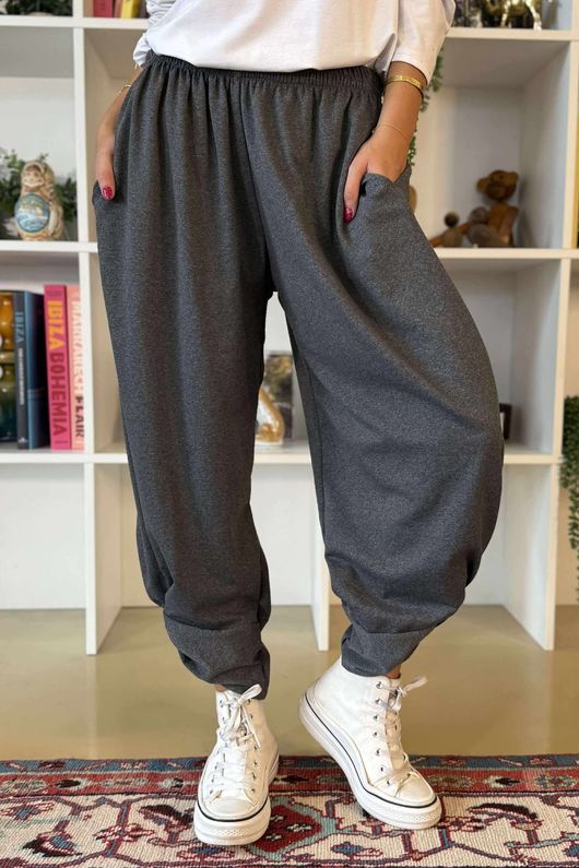 The Sunday Morning 7/8 Twist Pant Dark Grey Melange